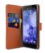 Premium Leather Case for HTC U Ultra - Wallet Book Clear Type Stand (Brown CH)