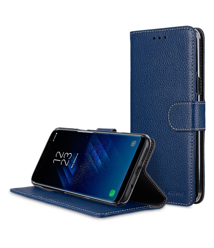 Melkco Premium Leather Case for Samsung Galaxy S8 - Wallet Book Clear Type Stand ( Dark Blue LC )