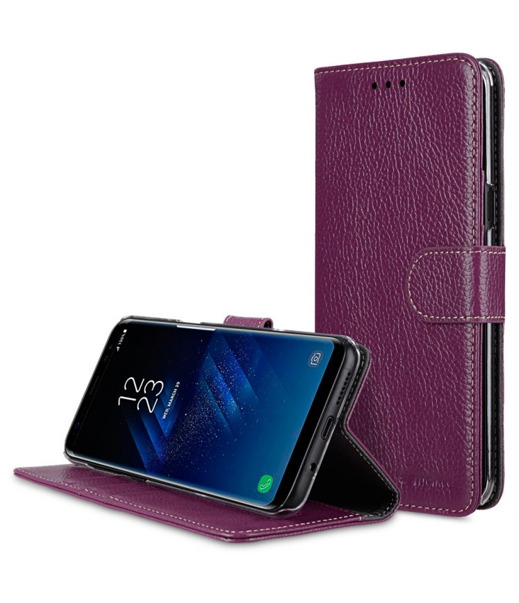 Melkco Premium Leather Case for Samsung Galaxy S8 - Wallet Book Clear Type Stand ( Purple LC )