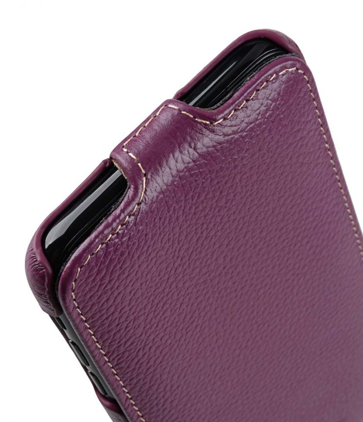 Melkco Jacka Series Lai Chee Pattern Premium Leather Jacka Type Case for Apple iPhone X - ( Purple LC )
