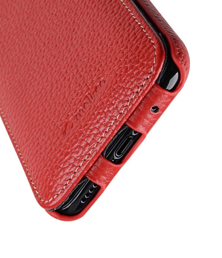Melkco Jacka Series Lai Chee Pattern Premium Leather Jacka Type Case for Apple iPhone X - ( Red LC )