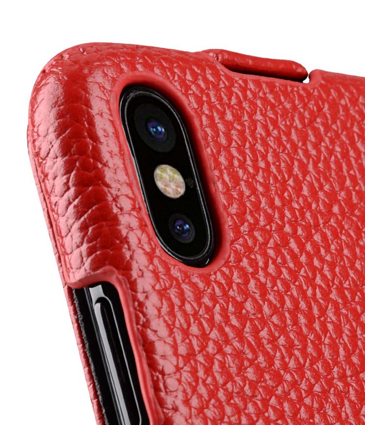 Melkco Jacka Series Lai Chee Pattern Premium Leather Jacka Type Case for Apple iPhone X - ( Red LC )