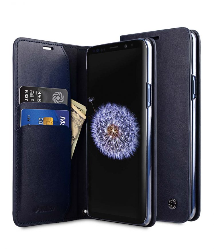 Fashion Cocktail Series Premium Leather Slim Flip Type Case for Samsung Galaxy S9 - (Navy)