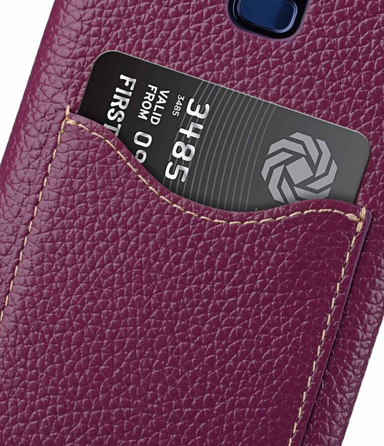 Melkco Back Snap Series Lai Chee Pattern Premium Leather Card Slot Back Cover V2 Case for Samsung Galaxy S9 - ( Purple LC )