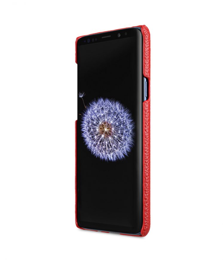 Premium Leather Card Slot Back Case for Samsung Galaxy S9 - Red Lai Chee Pattern