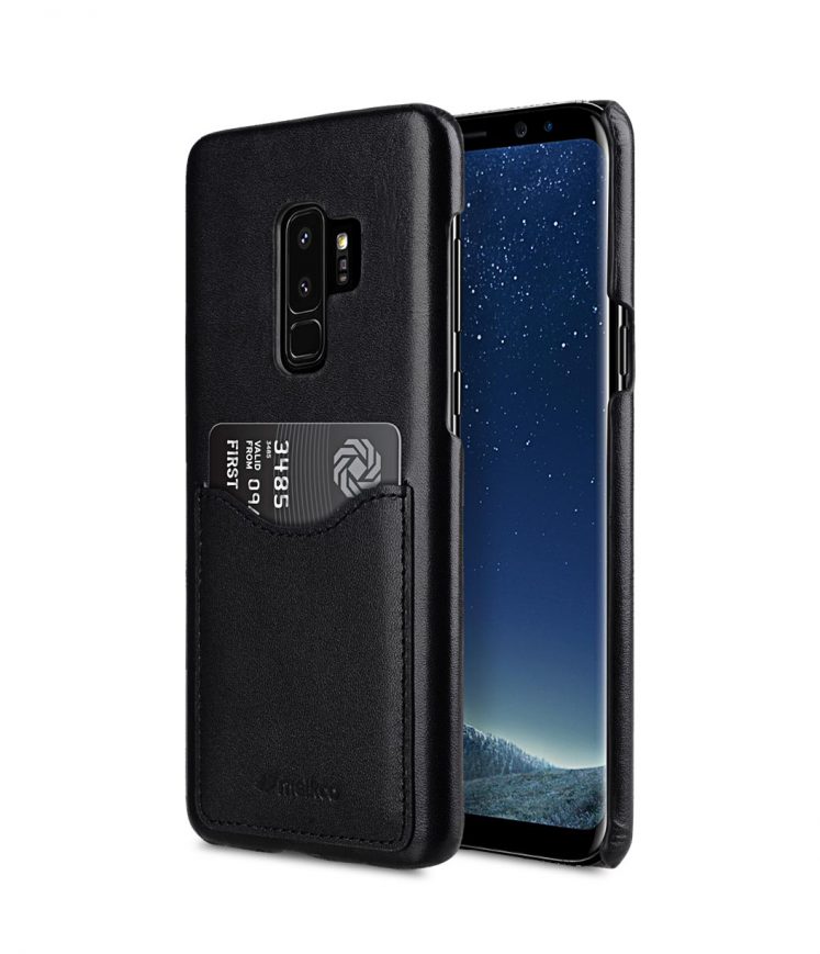 Premium Leather Card Slot Back Case for Samsung Galaxy S9 Plus - Black