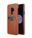 Melkco Premium Leather Business Card Slot Snap On Back Cover and Handmade for Samsung Galaxy S9+ Case - ( Brown )