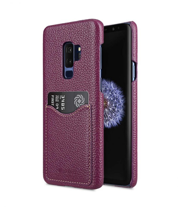 Melkco Premium Leather Business Card Slot Snap On Back Cover and Handmade for Samsung Galaxy S9+ Case - ( Purple LC )