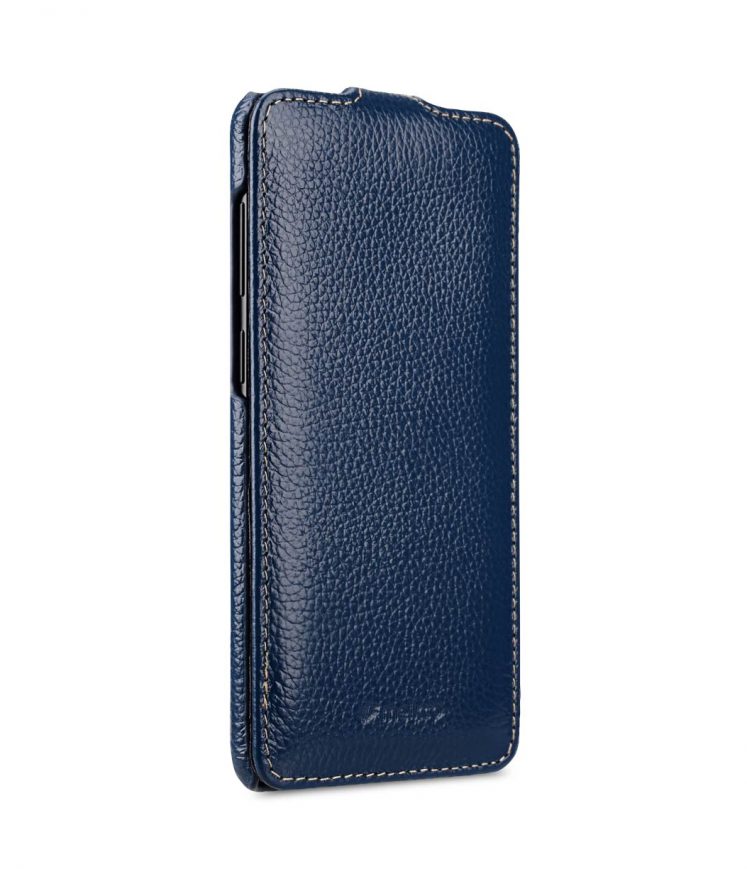 Melkco Premium Cow Leather Flip Down Vertical with Buckle Closure and Handmade for Samsung Galaxy S9 Case - Jacka Type ( Dark Blue LC )