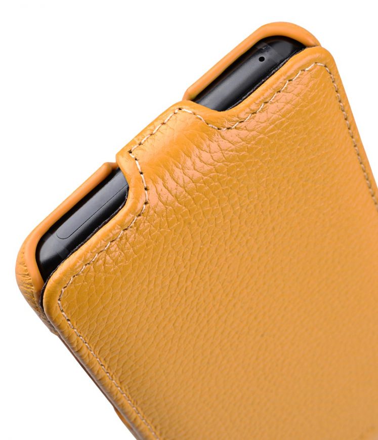 Melkco Premium Cow Leather Flip Down Vertical with Buckle Closure and Handmade for Samsung Galaxy S9 Case - Jacka Type ( Yellow LC )