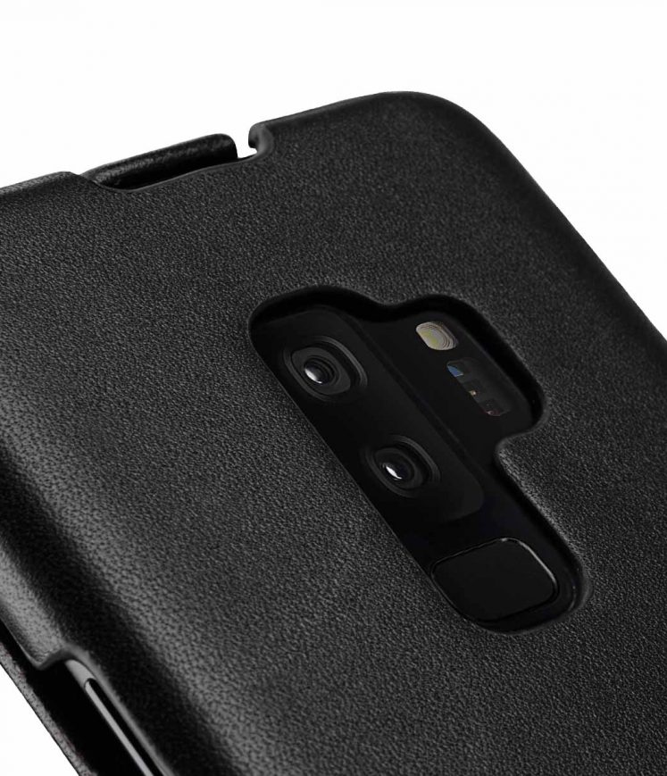 Melkco Premium Cow Leather Flip Down Vertical with Buckle Closure and Handmade for Samsung Galaxy S9+ Case - Jacka Type ( Black )