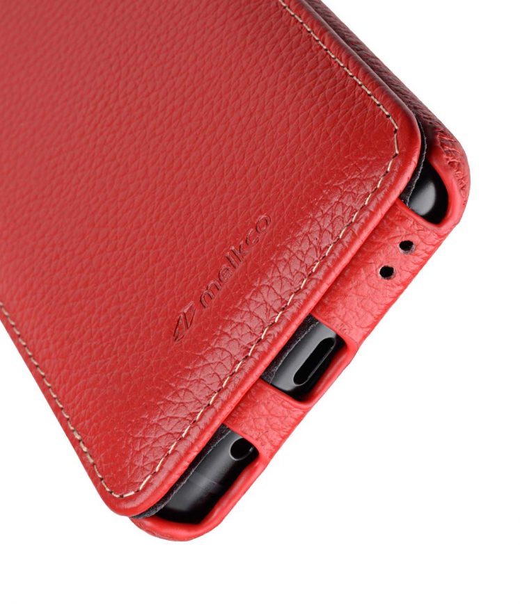Melkco Premium Cow Leather Flip Down Vertical with Buckle Closure and Handmade for Samsung Galaxy S9+ Case - Jacka Type ( Red LC )