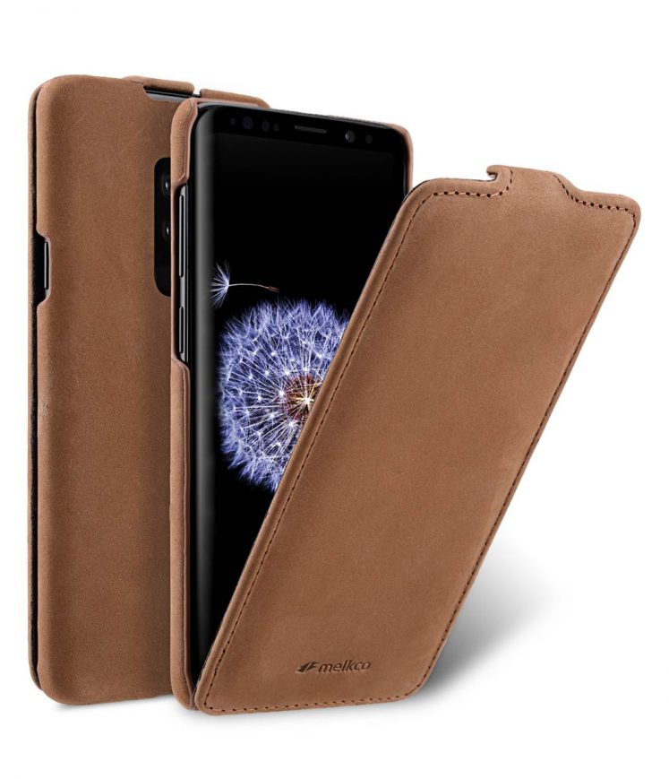 Melkco Premium Cow Leather Flip Down Vertical with Buckle Closure and Handmade for Samsung Galaxy S9+ Case - Jacka Type