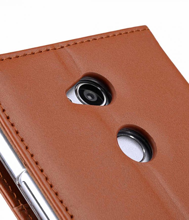Melkco Wallet Book Series Crazy Horse Premium Leather Wallet Book Clear Type Stand Case for Sony Xperia XA2 Ultra - ( Brown CH )