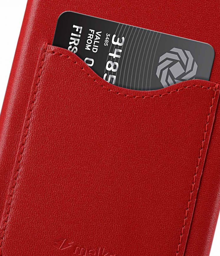 Melkco Premium Leather Card Slot Back Cover V2 for Apple iPhone XS Max (6.5") - ( Red )