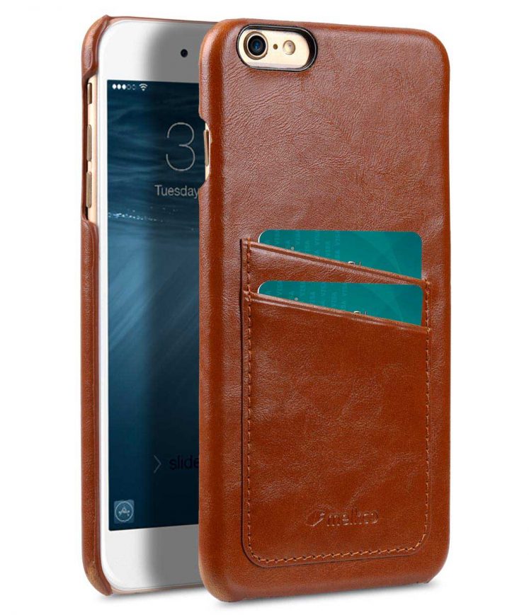 Melkco Mini PU card slot back cover for Apple iPhone 6s Plus / 6 Plus – (Dual card slots) – Brown PU