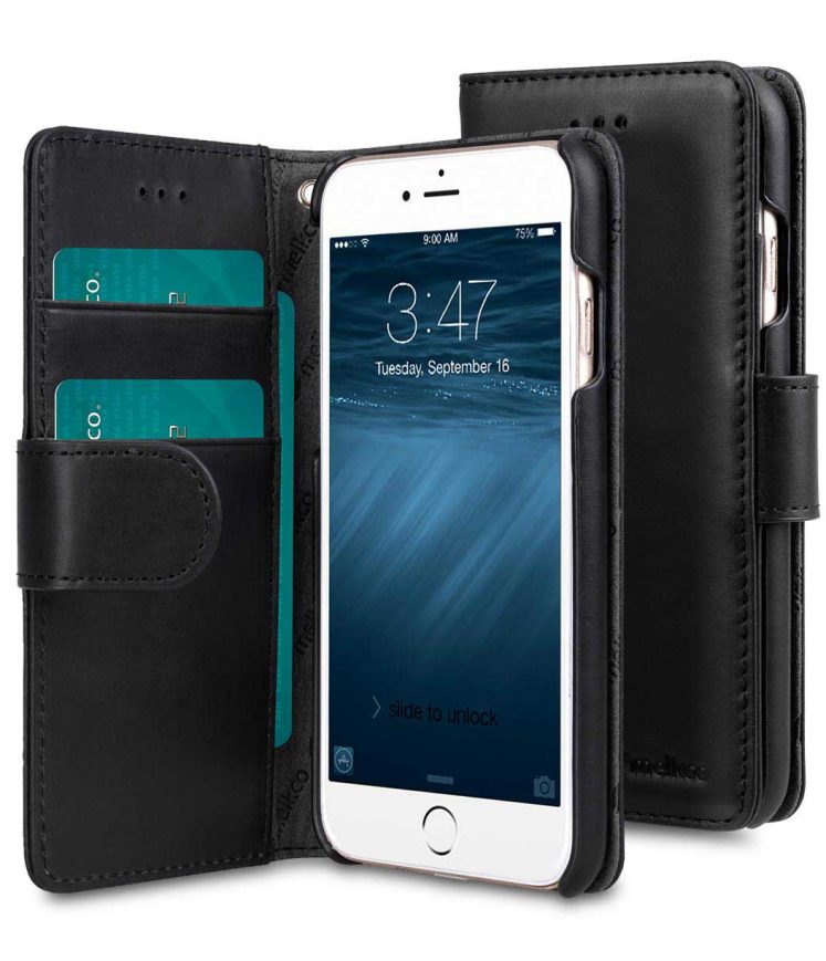 Melkco Premium Genuine Leather Flip Folio Case For Apple iPhone 6s / 6 (4.7") - Wallet Book Type